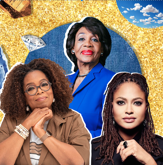 Collage of Maxine Waters, Oprah Winfrey and Ava DuVernay