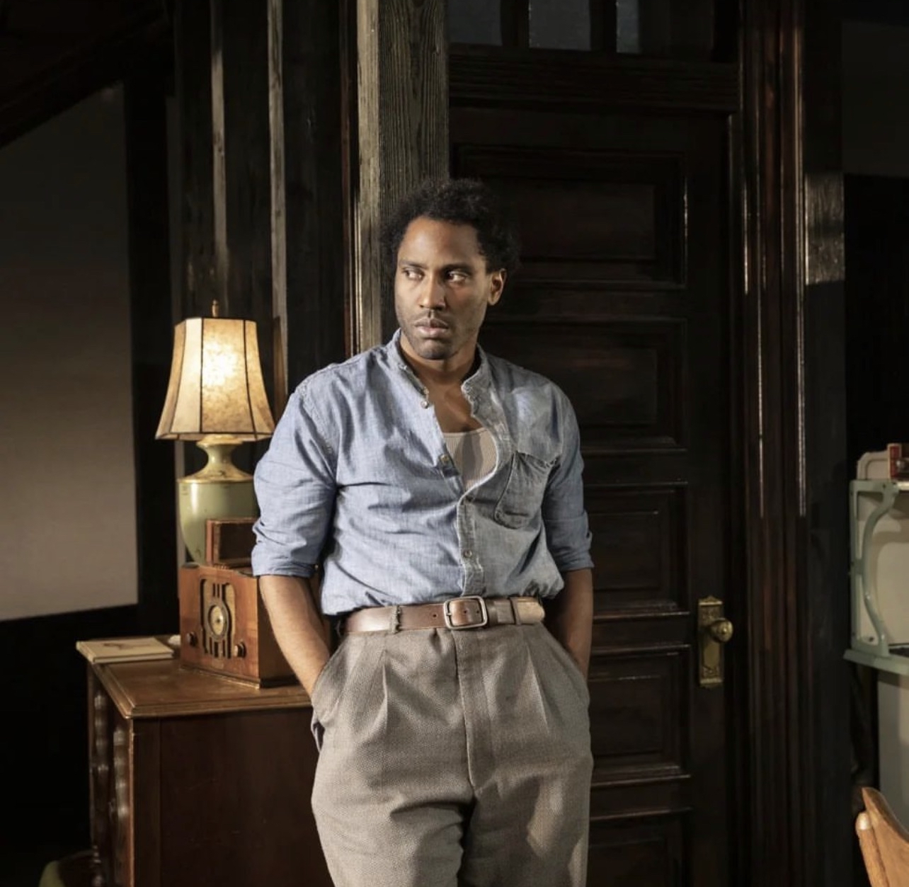 John David Washington as Boy Willie in The Broadway Play The Piano Lesson courtesy of pianolessonplay.com