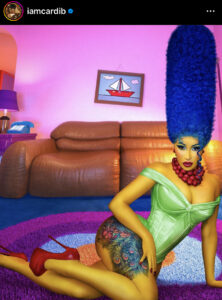 Cardi B as Marge Simpson for Halloween. Image courtesy of Card B's instagram account.