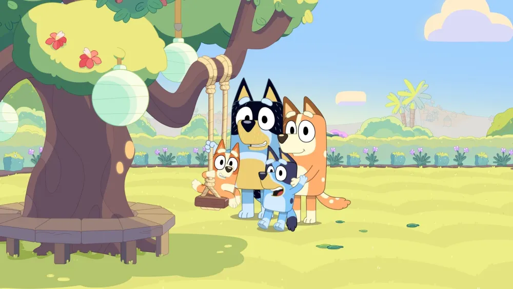 Bluey and her family outside Credit: Ludo Studio