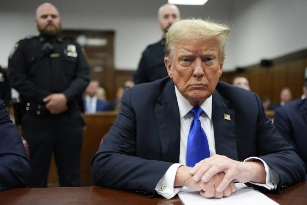 Former President Donald Trump attends his criminal trial at Manhattan Criminal Court, in New York on May 30, 2024. Credit: Seth Wenig