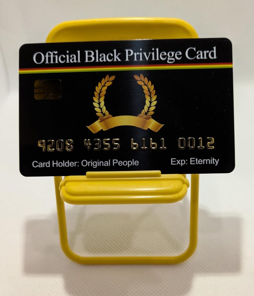 A Black privilege card as part of a roundup of 28 Black movies to watch during Black History Month. (Credit: InClub Magazine does not own the rights to this photo.)