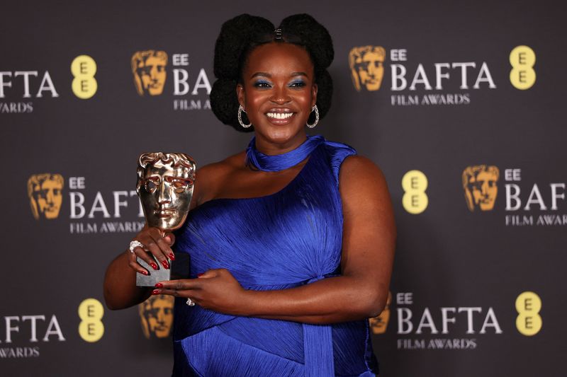 Wunmi Mosaku at the 2026 British Academy of Film and Television Awards (BAFTA), in London. (Credit: REUTERS / Suzanne Plunkett)