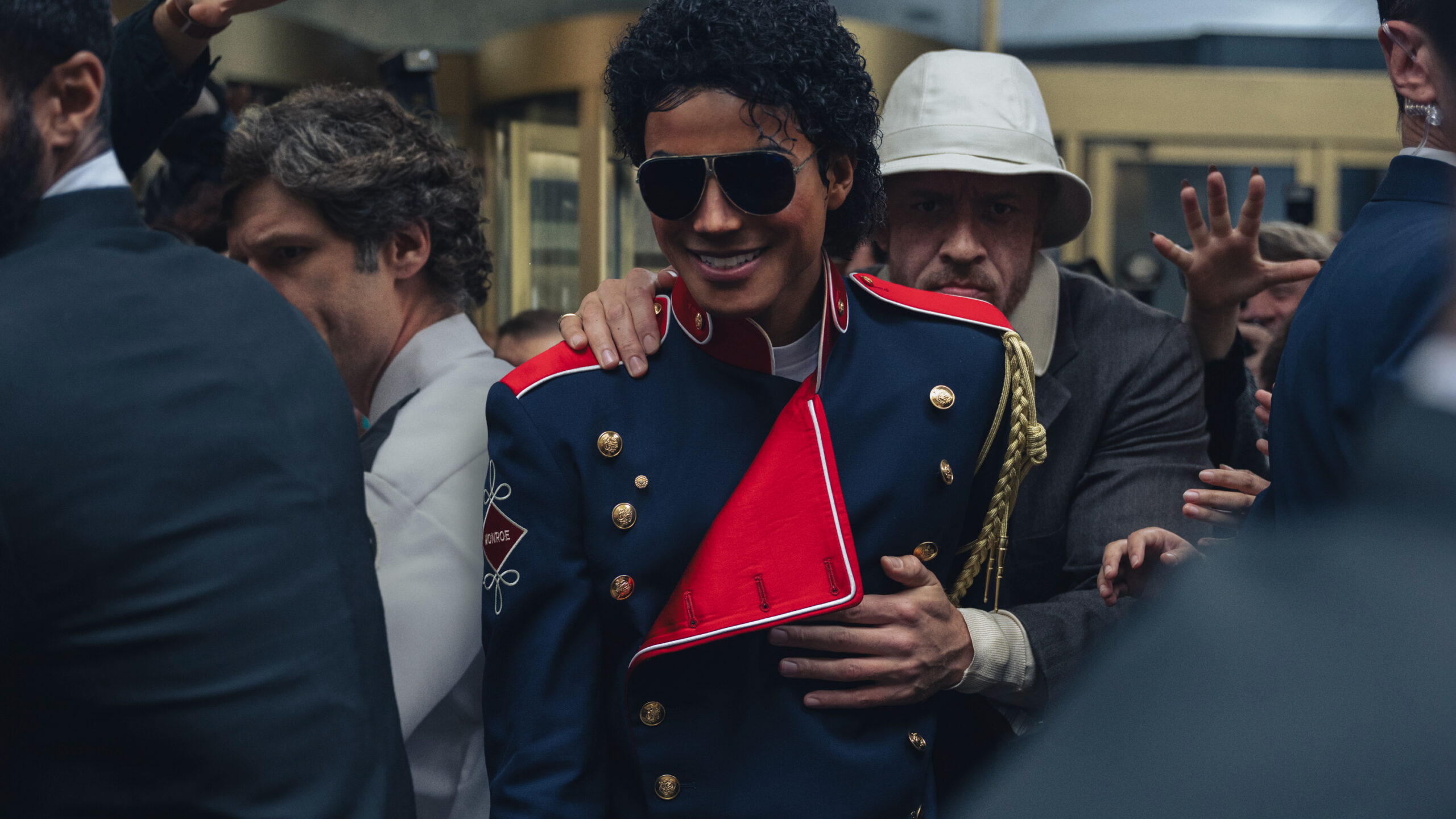 Jaafar Jackson as Michael Jackson and KeiLyn Durrel Jones as Bill Bray in "Michael" as part of a story on movies you must see in theaters this April. (Credit: Glen Wilson/Lionsgate)