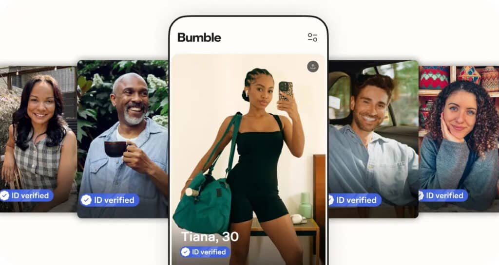 Bumble app as part of a story exploring dating apps and their pros and cons in 2026. (Credit: Bumble website)