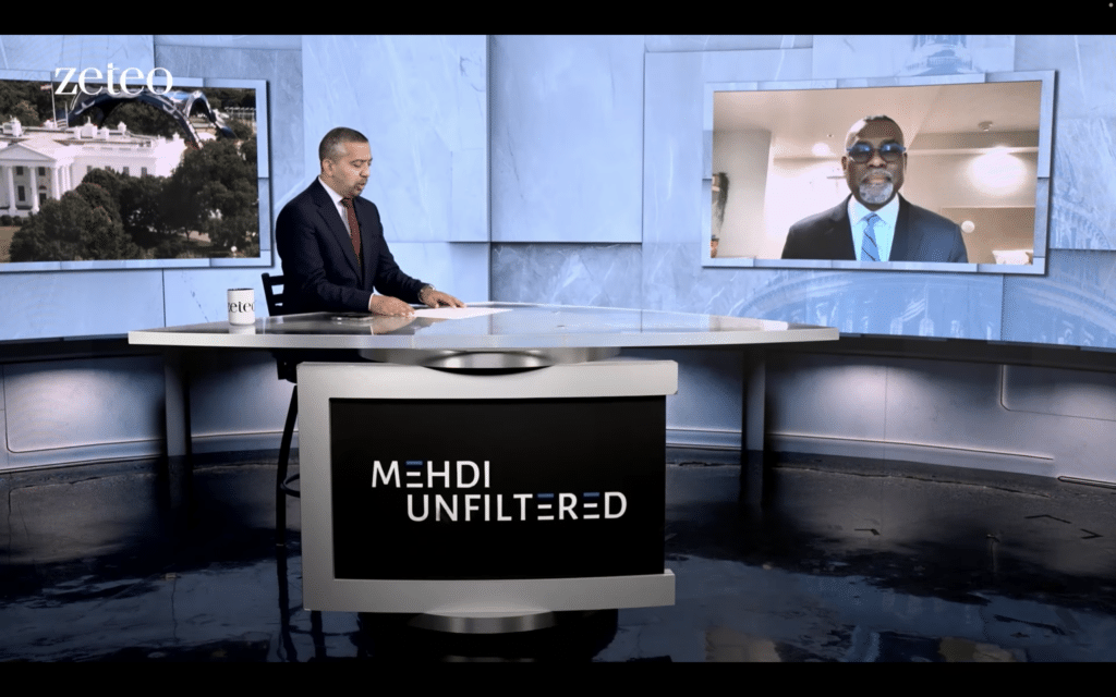 A still from the YouTube video "MAGA’s ‘Mythical White America’ Is Jeopardizing the World." (Credit: Zeteo | Mehdi Hasan)